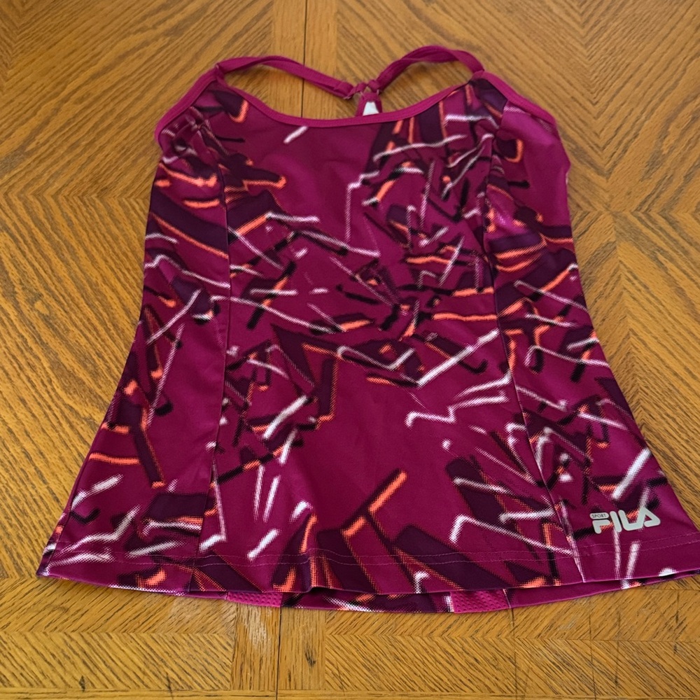 Fila Magenta and Orange Graphic Tank Top